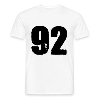 92 number jersey - Men's T-Shirt - white - Front - AI Model Male 178 dark (178cm)