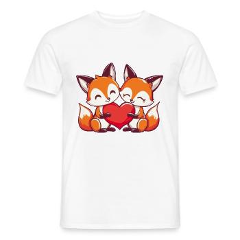 Renard Couple Amoureux Animal Saint Valentin - T-shirt homme - blanc - Devant - AI Model Male 178 dark (178cm)