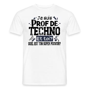 Techno Prof Professeur Métier Collège Lycée - T-shirt homme - blanc - Devant - AI Model Male 178 dark (178cm)