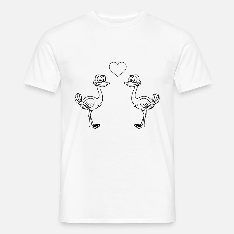 Strauß Comic Paar Liebe - Männer T-Shirt - Weiß