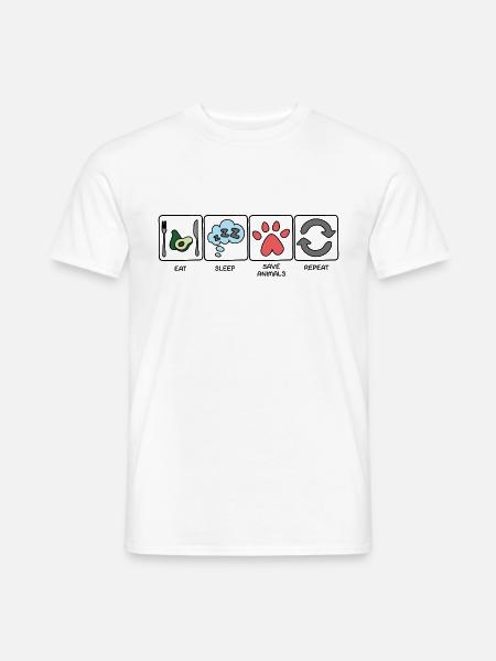 EAT, SLEEP, SAVE ANIMALS, REPEAT - Vegan VipeZ - Männer T-Shirt - Weiß