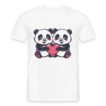 Couple Panda Amoureux Animal Saint Valentin - T-shirt homme - blanc - Devant - AI Model Male 178 dark (178cm)