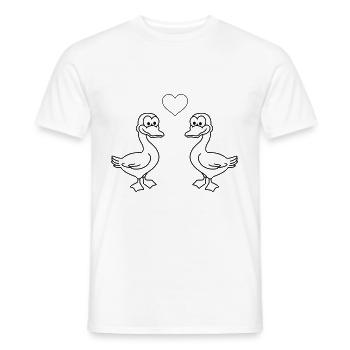 Gans Comic Paar Liebe - Männer T-Shirt - Weiß - Vorne - AI Model Male 178 dark (178cm)