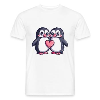 Couple de pingouins amoureux Animal Saint-Valentin - T-shirt homme - blanc - Devant - AI Model Male 178 dark (178cm)