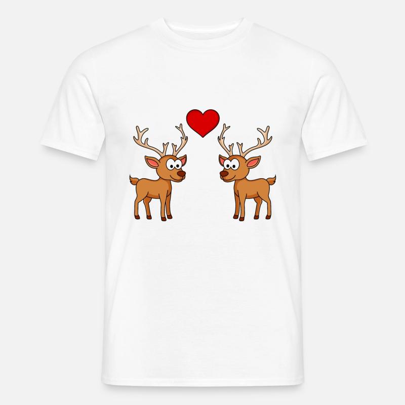 Hirsch Comic Paar Liebe - Männer T-Shirt - Weiß