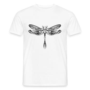 Dragon Fly Dragonfly Tribal Tattoo - Men's T-Shirt - white - Front - AI Model Male 178 dark (178cm)
