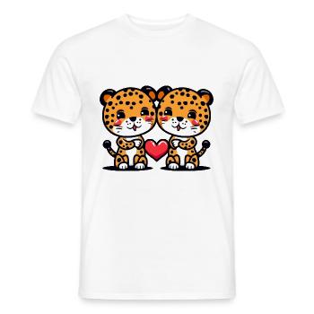 Couple Léopard Amoureux Animal Saint Valentin - T-shirt homme - blanc - Devant - AI Model Male 178 dark (178cm)