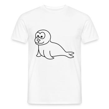 Robbe Tier Comic - Männer T-Shirt - Weiß - Vorne - AI Model Male 178 dark (178cm)