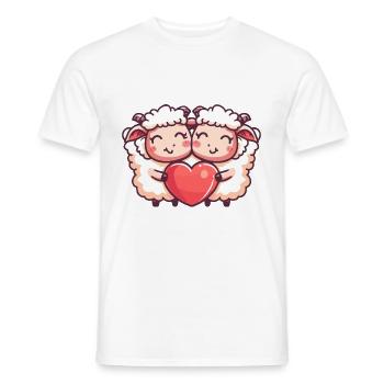 Schaf Paar Verliebt Tier Valentinstag - Männer T-Shirt - Weiß - Vorne - AI Model Male 178 dark (178cm)