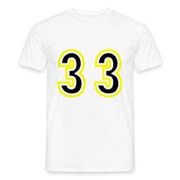 33 Number College - Men's T-Shirt - white - Front - AI Model Male 178 dark (178cm)