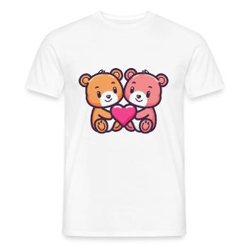 Ours Couple Amoureux Animal Saint Valentin - T-shirt homme - blanc - Devant - AI Model Male 178 dark (178cm)
