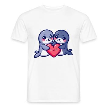 Couple De Sceau Amoureux Animal Saint Valentin - T-shirt homme - blanc - Devant - AI Model Male 178 dark (178cm)