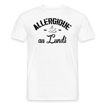 Allergique au Lundi - T-shirt homme - blanc - Devant - AI Model Male 178 dark (178cm)