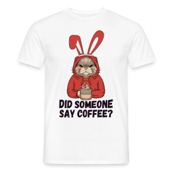 Hat jemand Kaffee gesagt? Katze mit Hasenohren - Männer T-Shirt - Weiß - Vorne - AI Model Male 178 dark (178cm)