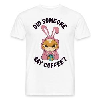 Hat jemand Kaffee gesagt? Katze mit Hasenohren - Männer T-Shirt - Weiß - Vorne - AI Model Male 178 dark (178cm)