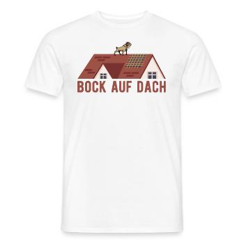 Roofer carpenter tinsmith trestle on roof - Men's T-Shirt - white - Front - AI Model Male 178 dark (178cm)
