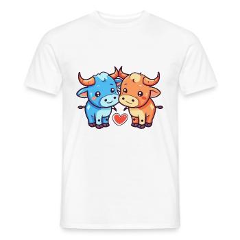 Taureau Couple Amoureux Animal Saint Valentin - T-shirt homme - blanc - Devant - AI Model Male 178 dark (178cm)