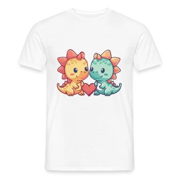 Dinosaure Stégosaure Couple Amoureux Saint Valentin - T-shirt homme - blanc - Devant - AI Model Male 178 dark (178cm)