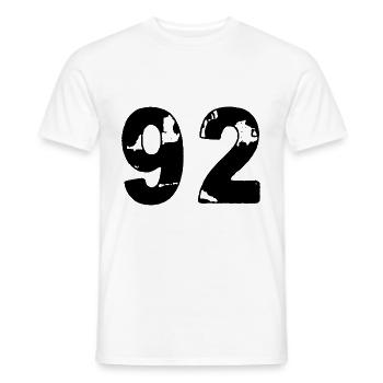 92 Number jersey - Men's T-Shirt - white - Front - AI Model Male 178 dark (178cm)