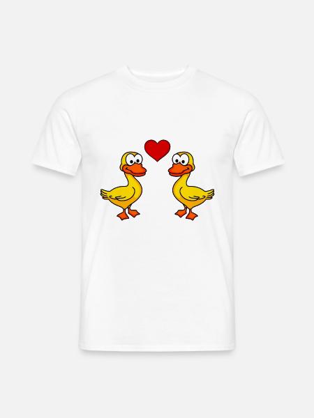 Ente Comic Paar liebe - Männer T-Shirt - Weiß