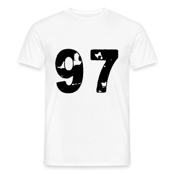 97 Numéro maillot - T-shirt homme - blanc - Devant - AI Model Male 178 dark (178cm)
