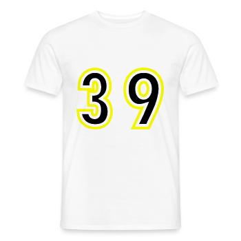 39 Number College - Men's T-Shirt - white - Front - AI Model Male 178 dark (178cm)