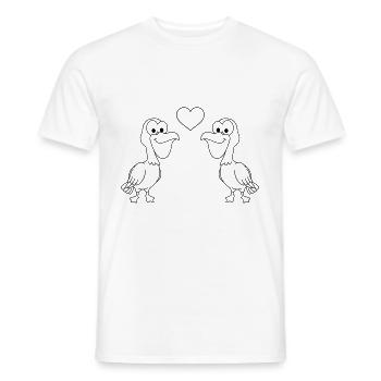 Pelikan Comic Couple amour - T-shirt homme - blanc - Devant - AI Model Male 178 dark (178cm)