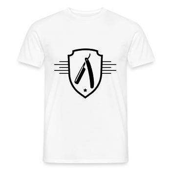 Lame de rasoir barber - T-shirt homme - blanc - Devant - AI Model Male 178 dark (178cm)