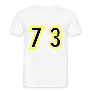 73 Number College - Men's T-Shirt - white - Front - AI Model Male 178 dark (178cm)