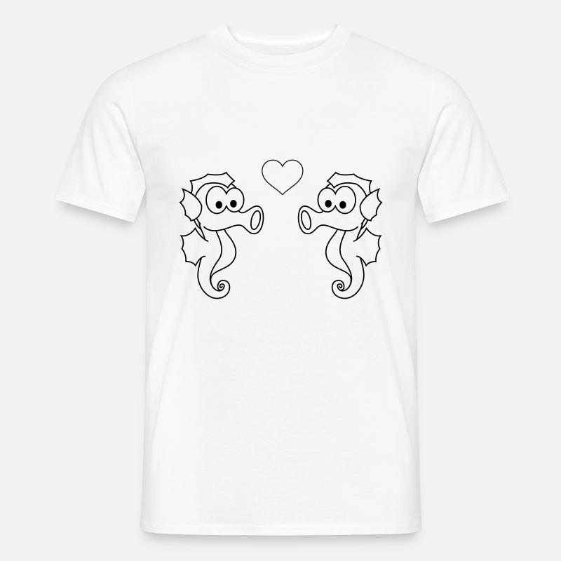 Seepferdchen Paar liebe - Männer T-Shirt - Weiß