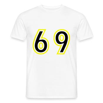 69 Zahl College - Männer T-Shirt - Weiß - Vorne - AI Model Male 178 dark (178cm)
