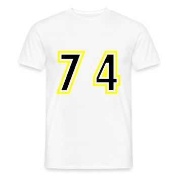 74 Number College - Men's T-Shirt - white - Front - AI Model Male 178 dark (178cm)