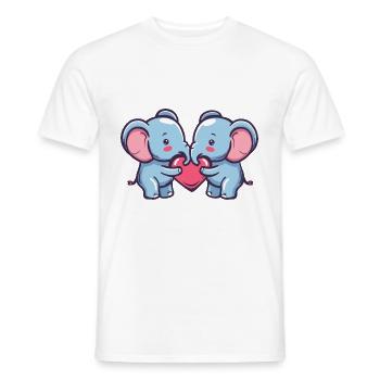Couple d’éléphants amoureux Animal Saint-Valentin - T-shirt homme - blanc - Devant - AI Model Male 178 dark (178cm)