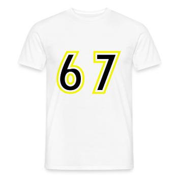 67 Zahl College - Männer T-Shirt - Weiß - Vorne - AI Model Male 178 dark (178cm)