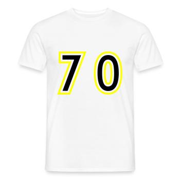 70 Number College - Men's T-Shirt - white - Front - AI Model Male 178 dark (178cm)