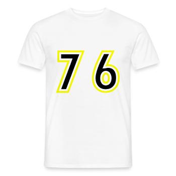 76 Number College - Men's T-Shirt - white - Front - AI Model Male 178 dark (178cm)