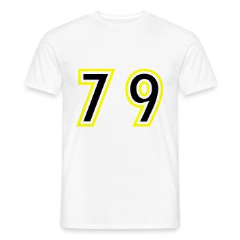 79 Number College - Men's T-Shirt - white - Front - AI Model Male 178 dark (178cm)