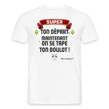 Collègue Départ Cadeau Humour Boulot - T-shirt homme - blanc - Devant - AI Model Male 178 dark (178cm)