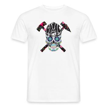 Crâne de mineur avec des fleurs - T-shirt homme - blanc - Devant - AI Model Male 178 dark (178cm)
