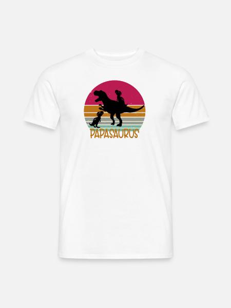 papasaurus rex Dinosaurier trex papa geschenk - Männer T-Shirt - Weiß