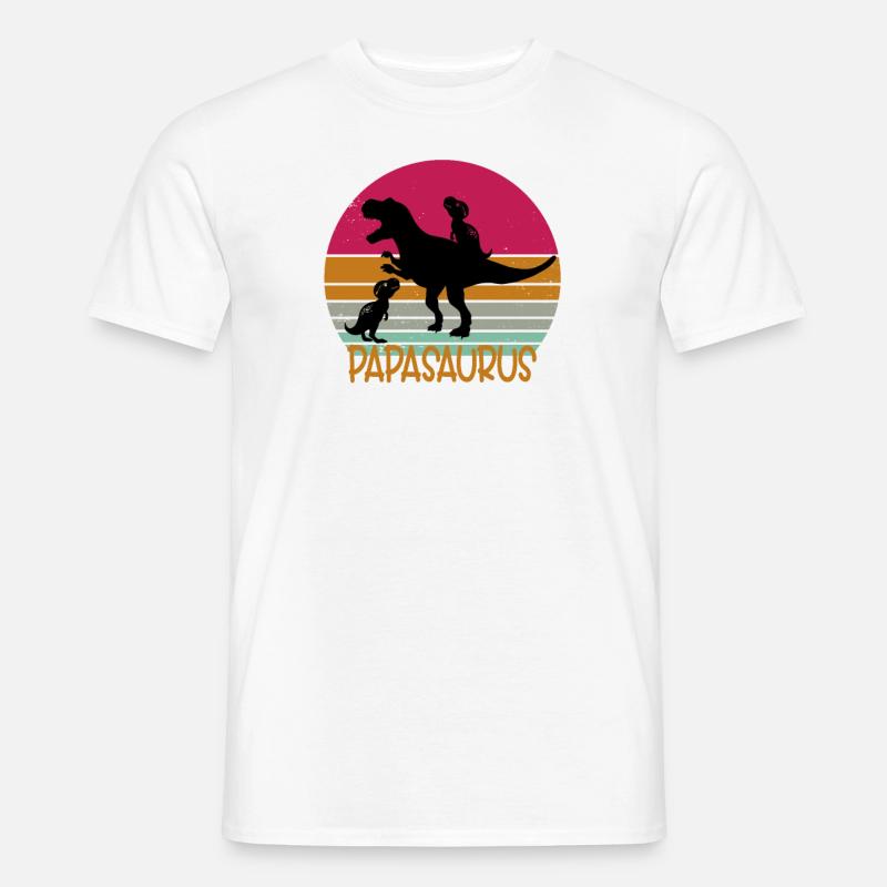 papasaurus rex Dinosaurier trex papa geschenk - Männer T-Shirt - Weiß