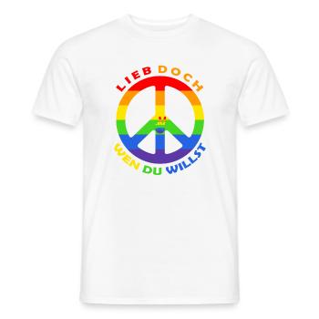 Lieb Doch Wen Du Willst - LGBTQ Regenbogen Rainbow - Männer T-Shirt - Weiß - Vorne - AI Model Male 178 dark (178cm)