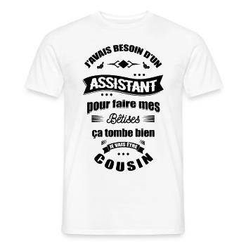 JE VAIS ÊTRE COUSIN - FUTUR COUSIN - T-shirt homme - blanc - Devant - AI Model Male 178 dark (178cm)