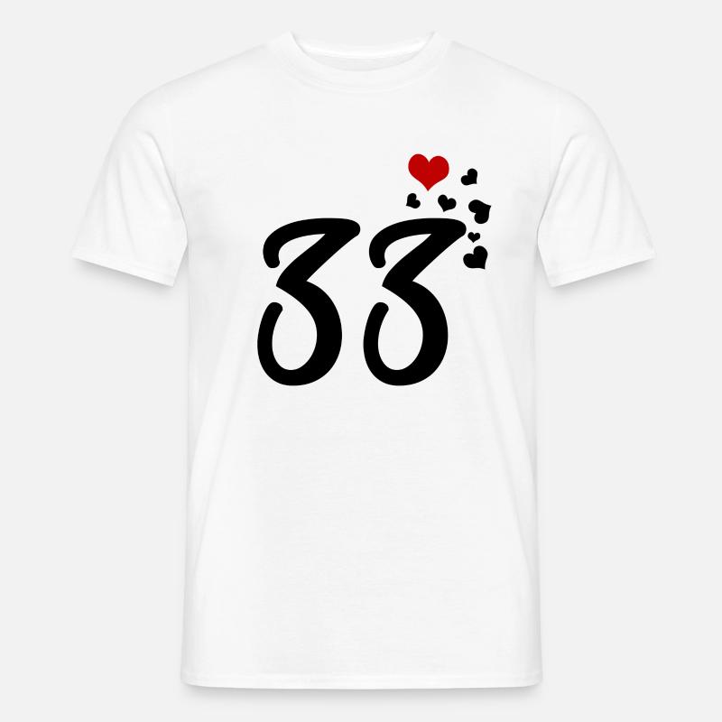 33 Herzen 33. Geburtstag Jubiläum - Männer T-Shirt - Weiß