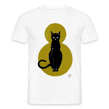 Chat sur fond doré - T-shirt homme - blanc - Devant - AI Model Male 178 dark (178cm)