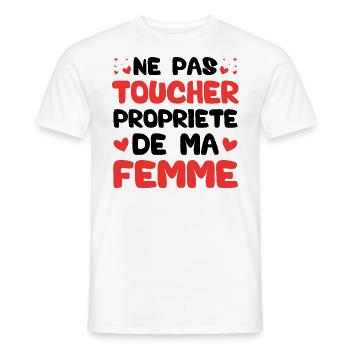 Ne pas toucher propriété de ma femme - T-shirt homme - blanc - Devant - AI Model Male 178 dark (178cm)