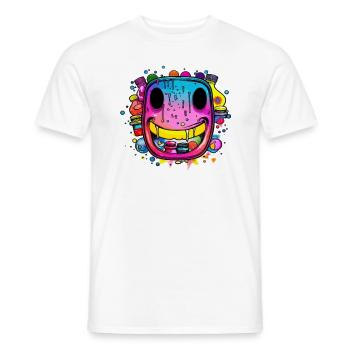 Funny Party Rave Face EDM Music Festival - Men's T-Shirt - white - Front - AI Model Male 178 dark (178cm)
