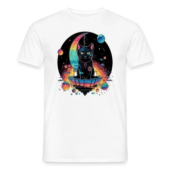 Reise Raumschiff Katzen Boot Kapitän - Männer T-Shirt - Weiß - Vorne - AI Model Male 178 dark (178cm)