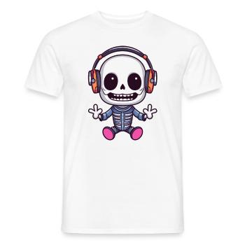 Cute Skeleton Raver Music Lover EDM Festival - Men's T-Shirt - white - Front - AI Model Male 178 dark (178cm)