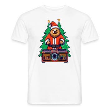 Winter Festival Rave Christmas DJ Bear - Men's T-Shirt - white - Front - AI Model Male 178 dark (178cm)